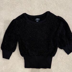Anthropologie Black Textured Crew Neck Sweater